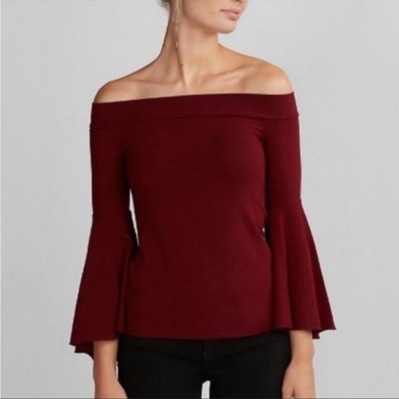 Express Off the Shoulder Bell Sleeve Top M - Picture 3 of 10